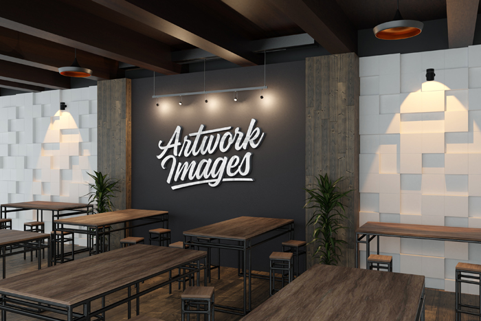 You can change the space again and again without making any permanent and ex. Silver 3d Logo Mockup On Restaurant Decoration Wall