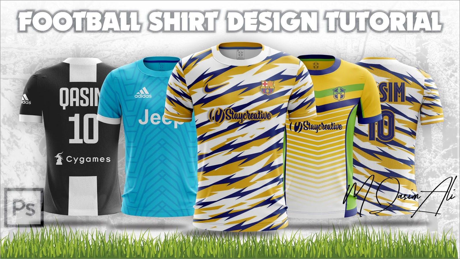 In this tutorial we’ll use the graphic and font from the smashing september bundle by thehungryjpeg. Nike Adidas Shirt Mockup Tutorial Create Cool Football Shirt Inside Of Photoshop By M Qasim Ali M Qasim Ali Sports Templates For Photoshop