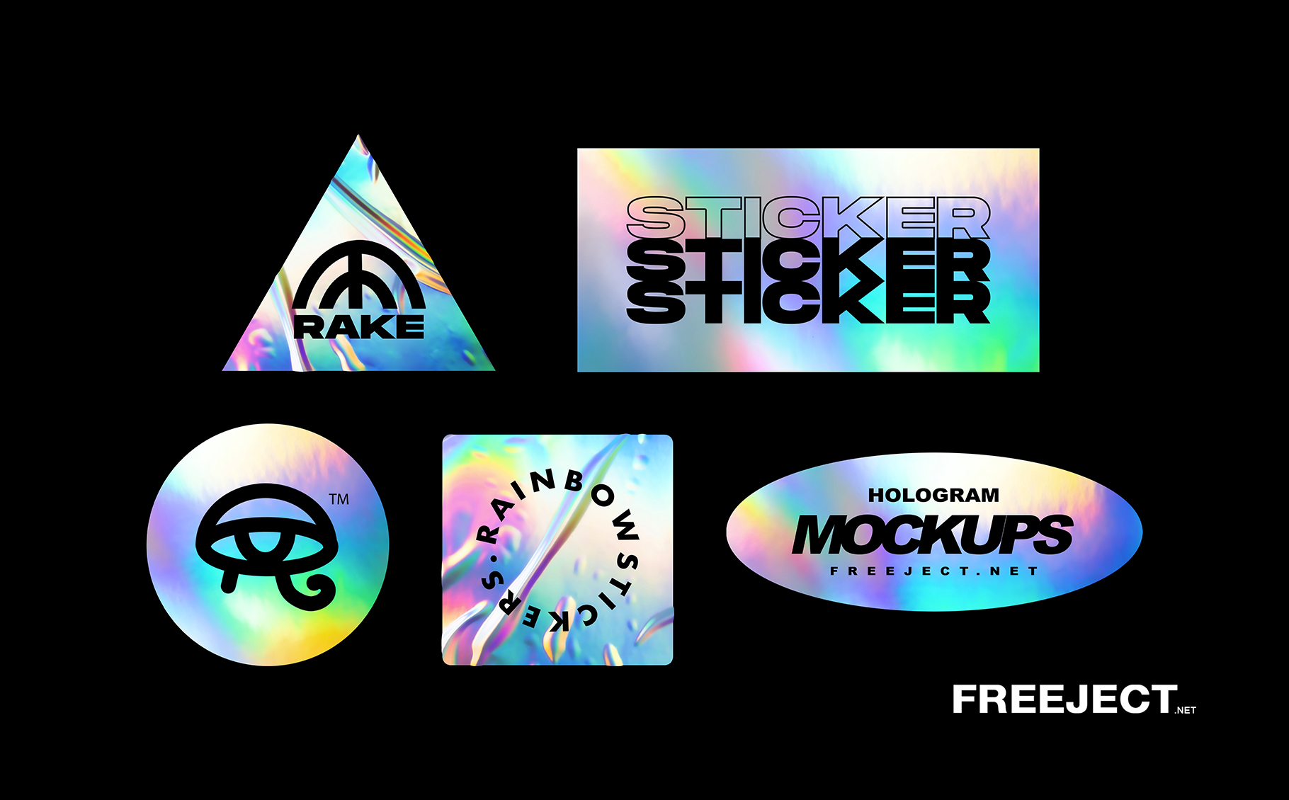You can use them for branding and business advertising or just to express your personality. Free 5 Holographic Rainbow Foil Sticker Mockups Psd File