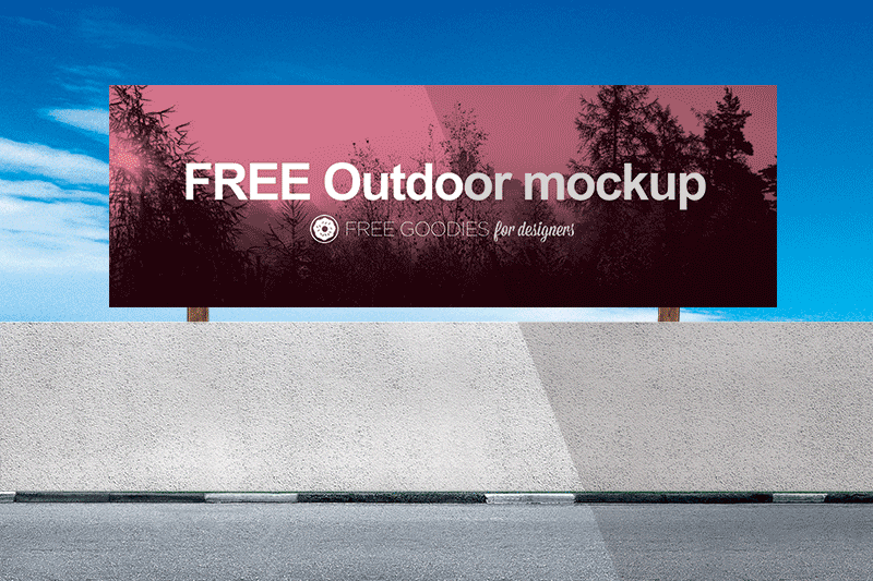 Mockup of a billboard with a rotating surface (full presentation). Free Billboard Mockup In Psd With Smart Layers